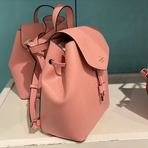 Kate Spade Lizzie Medium Flap Backpack Bright Carnation - Picture 12 of 16